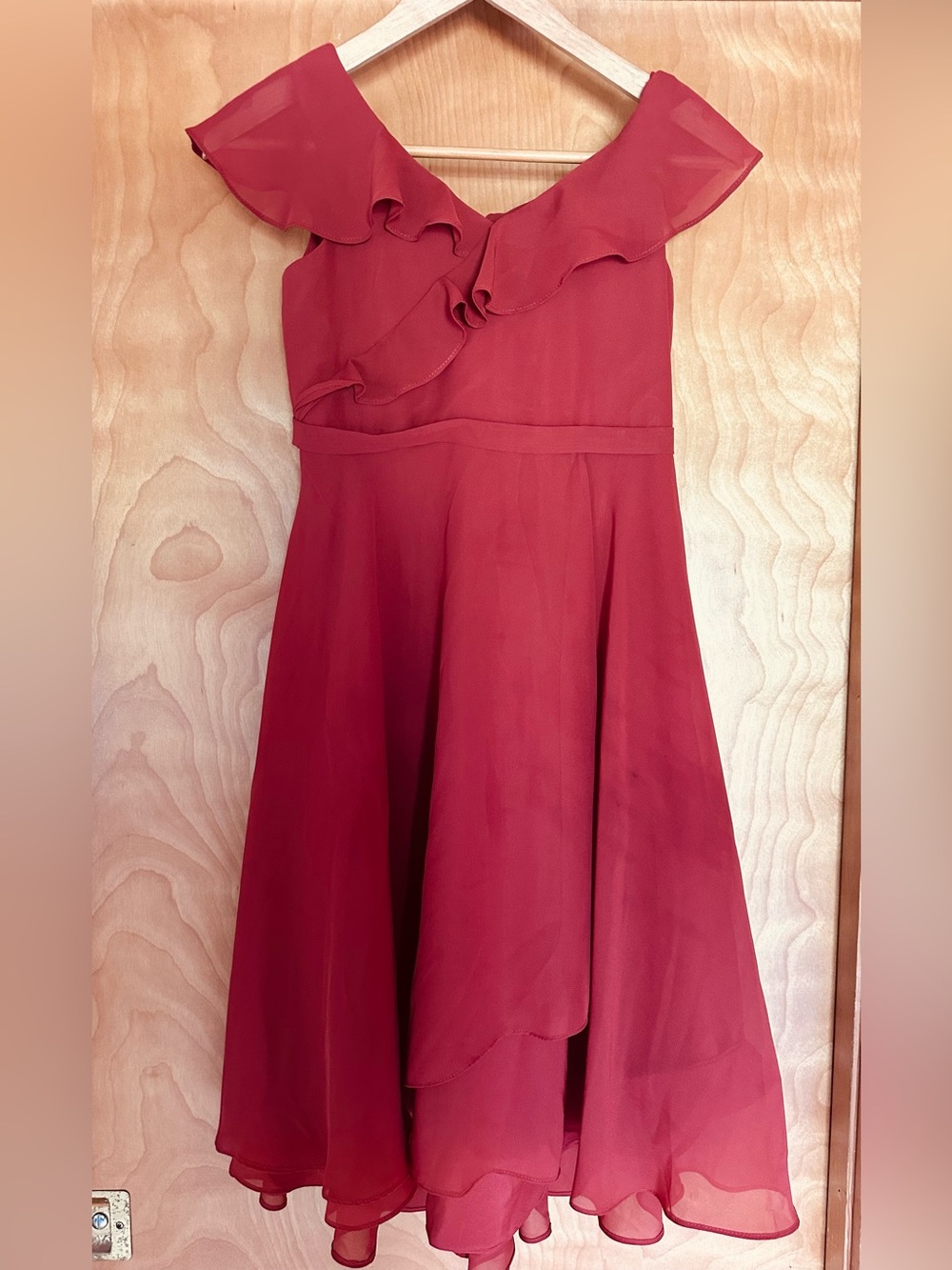 Ruffled copper Red Midi Dress